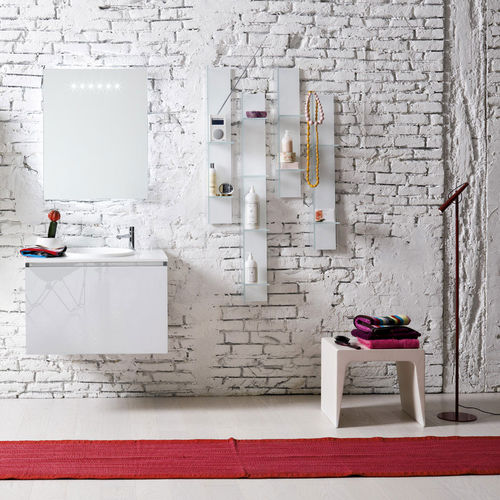 Mobile lavabo sospeso - DOMINO - ARTELINEA - in laminato / contemporaneo / con armadietto integrato