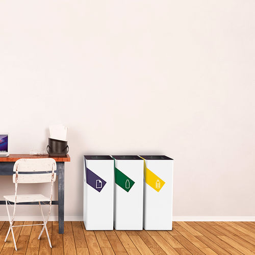 Portarifiuti pubblico - BASILEA - Made Design Barcelona - per raccolta differenziata / in metallo laccato / in plastica riciclata
