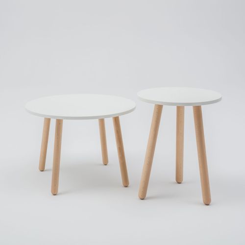 Tavolino basso contemporaneo - MDD - in legno / rotondo / per uso residenziale