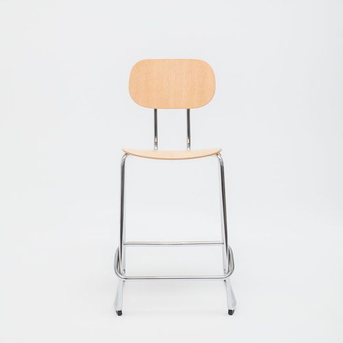 Sgabello da ufficio in compensato stampato - NEW SCHOOL - MDD - con supporto in metallo / con poggiapiedi / ergonomico