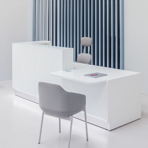 Banco reception modulare - LINEA: LIN35P - MDD - d'angolo / in vetro / in acciaio inossidabile