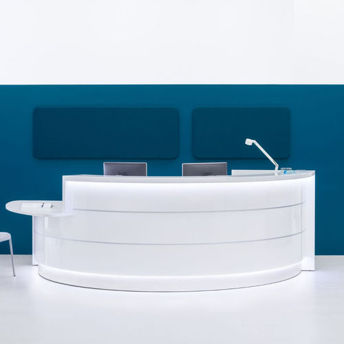 Banco reception modulare - VALDE: LAV61L - MDD - a semicerchio / in laminato / in vetro