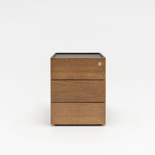 Cassettiera per ufficio in rovere - Viga - MDD - impiallacciata in legno / in HPL / 3 cassetti