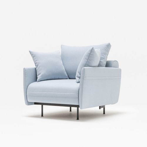 Poltrona minimalista - LOTUS  - MDD - in tessuto / in legno / con cuscino rimovibile