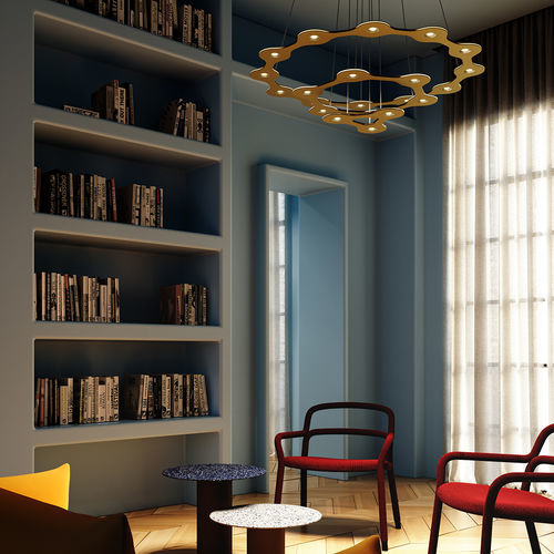 Lampadario contemporaneo - FLAT SATURN 1-2-3 - lumen center italia srl - in policarbonato / in alluminio anodizzato / geometrico