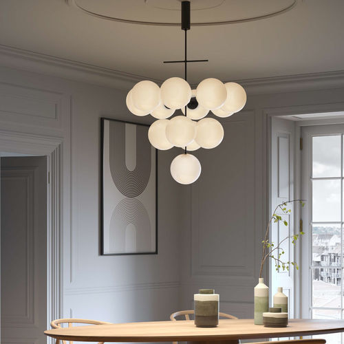 Lampadario contemporaneo - PLANETS 13 - lumen center italia srl - in ottone / in vetro opalescente / da 13 lampadine