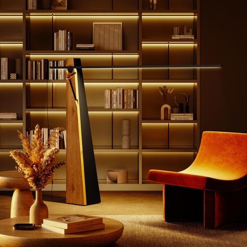 Lampada da terra - ASTOLFO HT - lumen center italia srl - in alluminio anodizzato / in acciaio verniciato / in rovere