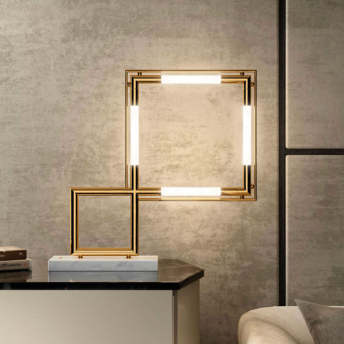 Lampada da tavolo - QUADRO - lumen center italia srl - in ottone / in marmo / contemporanea