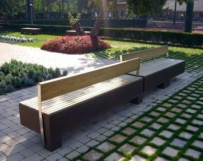 Panca per spazi pubblici contemporanea - AJC - URBADIS Microarquitectura - in HPL / con schienale