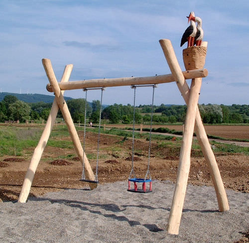 Altalena in legno - SPIELART : CIGOGNE Q0-2B1  - Pro Urba - Aqua Pro Urba - doppia