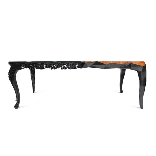 Tavolo da pranzo design nuovo barocco - ROYAL - BOCA DO LOBO - impiallacciato in legno / in palissandro / con supporto in legno laccato brillante