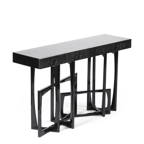 Consolle design originale - METROPOLIS  - BOCA DO LOBO - in mogano / in legno dorato a foglia oro / con supporto in legno