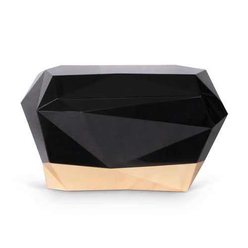 Comodino contemporaneo - DIAMOND  - BOCA DO LOBO - in legno dorato a foglia oro / in legno con vernice di protezione brillante / con supporto in legno