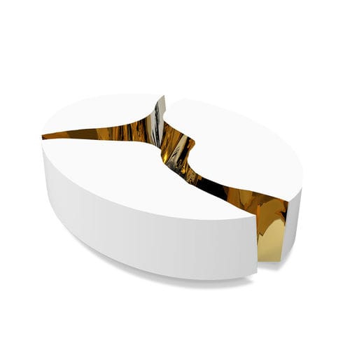 Tavolino basso contemporaneo - LAPIAZ - BOCA DO LOBO - in legno laccato / con supporto in ottone lucido / con supporto in legno