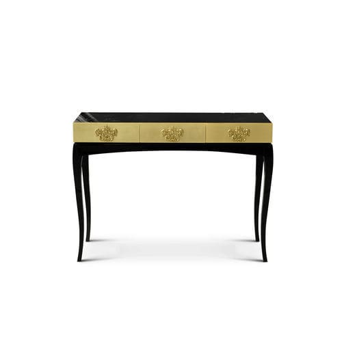 Consolle classica - TRINITY GOLD - BOCA DO LOBO - in mogano / con supporto in legno / rettangolare