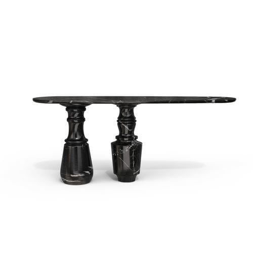 Consolle classica - PIETRA - BOCA DO LOBO - in marmo / con supporto in marmo / ovale