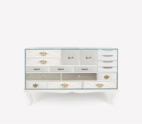 Credenza contemporanea - SOHO - BOCA DO LOBO - in legno laccato / in vetro / su misura
