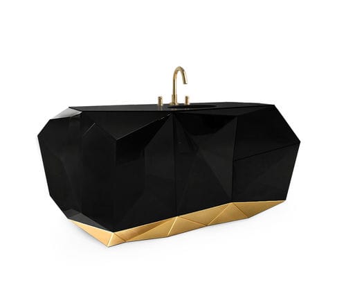 Mobile lavabo da appoggio - DIAMOND - BOCA DO LOBO - in legno laccato / in legno dorato a foglia oro / in legno con vernice di protezione
