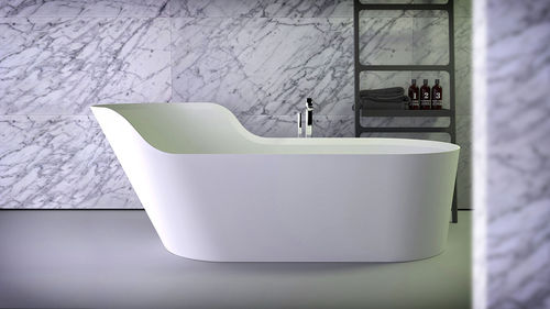 Vasca da bagno ovale - GLOW LEFT - KNIEF & CO. GmbH - da appoggio / in Solid Surface / bianca