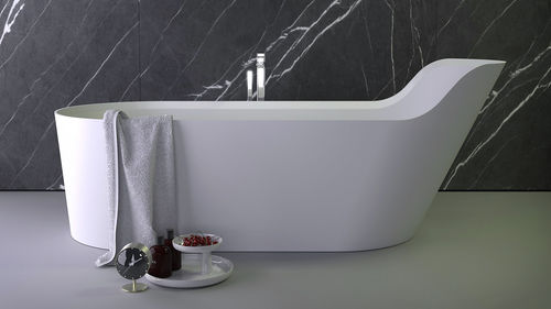 Vasca da bagno ovale - PEARL HIGHBACK - KNIEF & CO. GmbH - da appoggio / in Solid Surface / bianca