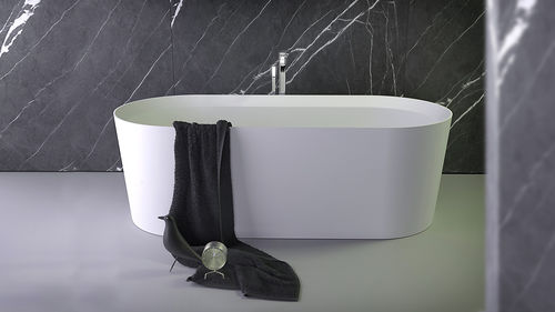 Vasca da bagno ovale - PEARL LOW - KNIEF & CO. GmbH - da appoggio / in Solid Surface / bianca