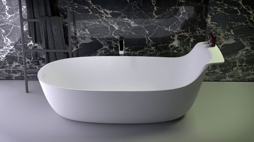 Vasca da bagno ovale - PRIME HIGHBACK - KNIEF & CO. GmbH - da appoggio / in Solid Surface / bianca