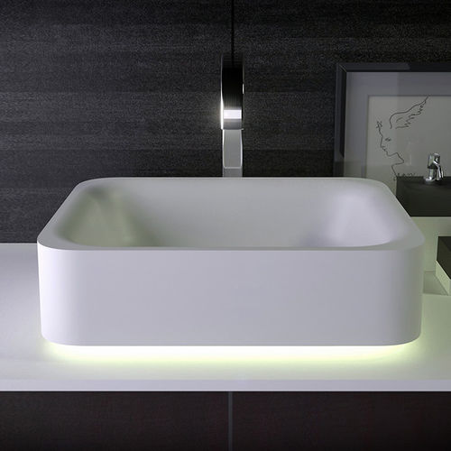 Lavabo da appoggio - SHINE - KNIEF & CO. GmbH - in Solid Surface / rettangolare / contemporaneo