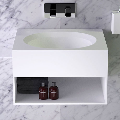 Mobile lavabo a muro - GLOW - KNIEF & CO. GmbH - in legno / in Solid Surface / contemporaneo
