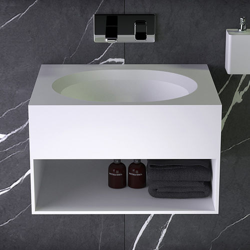 Mobile lavabo a muro - PEARL - KNIEF & CO. GmbH - in legno / in Solid Surface / contemporaneo