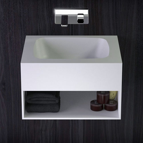 Mobile lavabo a muro - PRIDE - KNIEF & CO. GmbH - in Solid Surface / contemporaneo / con scaffale integrato