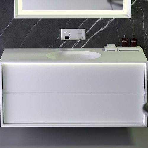 Mobile lavabo a muro - STRIP - KNIEF & CO. GmbH - in Solid Surface / contemporaneo / con scaffale integrato