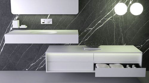 Mobile lavabo a muro - SLAB - KNIEF & CO. GmbH - in Solid Surface / contemporaneo / con cassetti