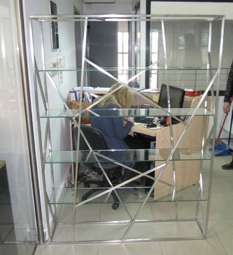 Scaffale contemporaneo - pure inox - in acciaio inossidabile / in vetro / per ufficio
