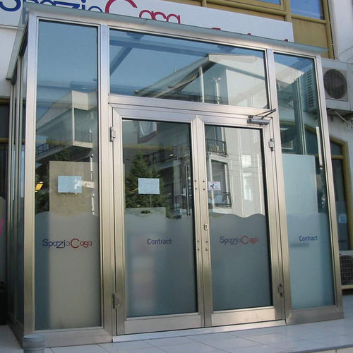 Porta d'ingresso - pure inox - in acciaio inossidabile / battente / vetrata