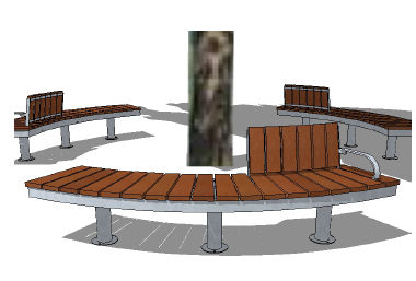 Panca per spazi pubblici contemporanea - F-SYSTEM - NORCOR MOB.URBAIN - in legno / in calcestruzzo