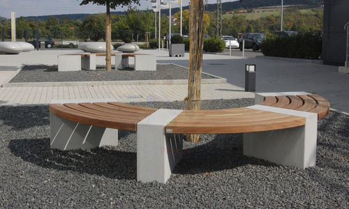 Panca per spazi pubblici contemporanea - ARCADE-II - NORCOR MOB.URBAIN - in legno esotico / in calcestruzzo / per scuola