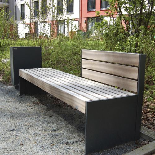 Panca per spazi pubblici contemporanea - CONTEMPLA - NORCOR MOB.URBAIN - in legno esotico / in acciaio laccato / con schienale