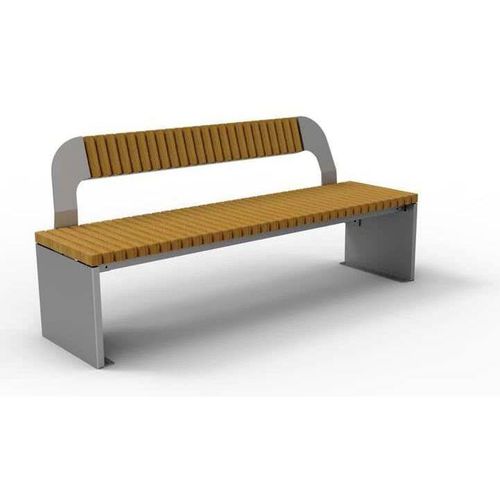 Panca per spazi pubblici contemporanea - MEDITA - NORCOR MOB.URBAIN - in iroko / in acciaio termolaccato / con schienale