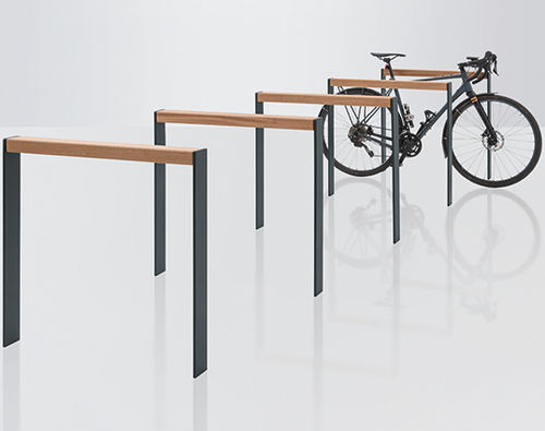 Poggia-biciclette a pavimento - BING - NORCOR MOB.URBAIN - per spazio pubblico / in legno / in acciaio termolaccato
