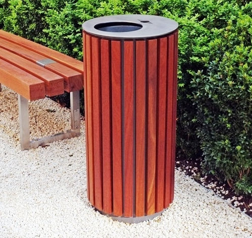 Portarifiuti pubblico - BOORT - NORCOR MOB.URBAIN - in acciaio inossidabile spazzolato / in legno esotico / da esterno
