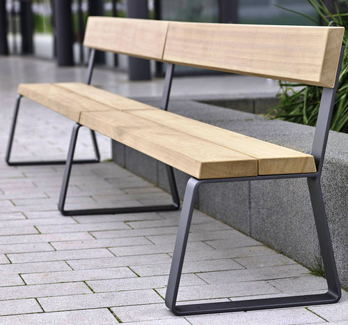Panca per spazi pubblici contemporanea - MODUL-WEW - NORCOR MOB.URBAIN - in legno esotico / in acciaio / con schienale