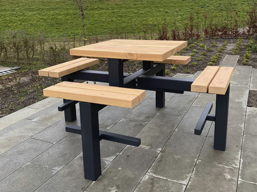 Tavolo da picnic contemporaneo - M-4 M-8 - NORCOR MOB.URBAIN - in metallo verniciato / in legno / con supporto in metallo