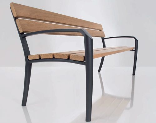 Panca per spazi pubblici contemporanea - TRANQUILL - NORCOR MOB.URBAIN - in legno esotico / in ghisa di alluminio / con schienale