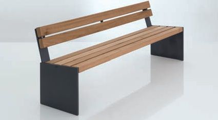 Panca per spazi pubblici contemporanea - BINGO - NORCOR MOB.URBAIN - in legno esotico / in lamiera d'acciaio / con schienale