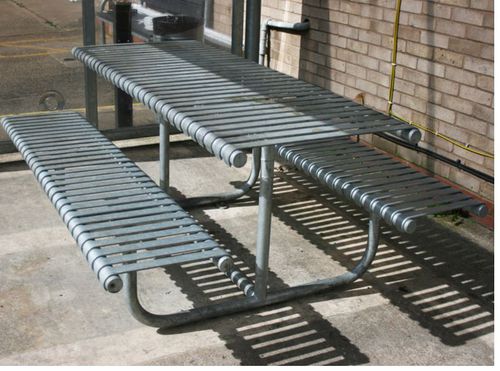 Set tavolo e panca classico - TULIPE METAL - NORCOR MOB.URBAIN - in metallo / da esterno / per spazio pubblico
