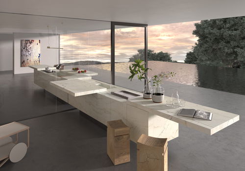 Cucina da esterno - K-IN / K-OUT - Rossana - contemporanea / in pietra / in acciaio inossidabile