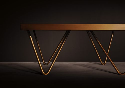 Tavolo contemporaneo - DC10 - Rossana - in ottone / con supporto in ottone / quadrato