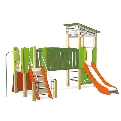 Struttura ludica per parco giochi - MA CABANE 2 TOURS 3702 - Transalp - per enti locali / in acciaio inossidabile / in alluminio
