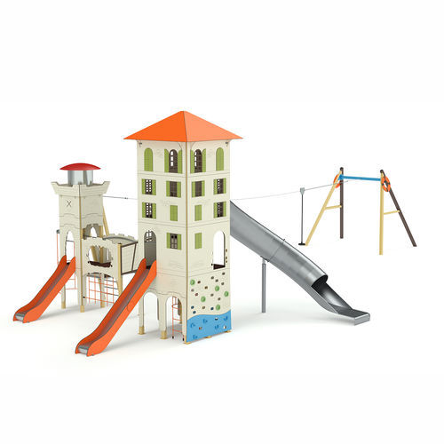 Struttura ludica per parco giochi - La Bâtisse méditerranéenne - Tyrolienne - Transalp - per asilo nido / per edifici pubblici / per spazi pubblici