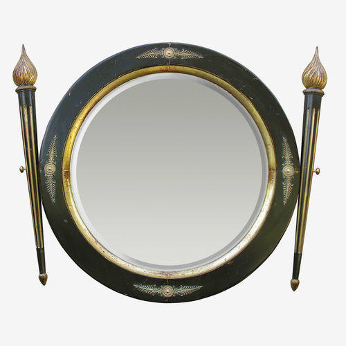 Specchio a muro - 731 B - MOISSONNIER - Direttorio / rotondo / in legno laccato